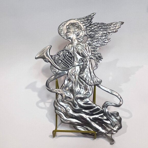 Vintage Solid Pewter Angels Wall Hangings Seagull Pewter Canada 1991 Set of 2 - Picture 5 of 7